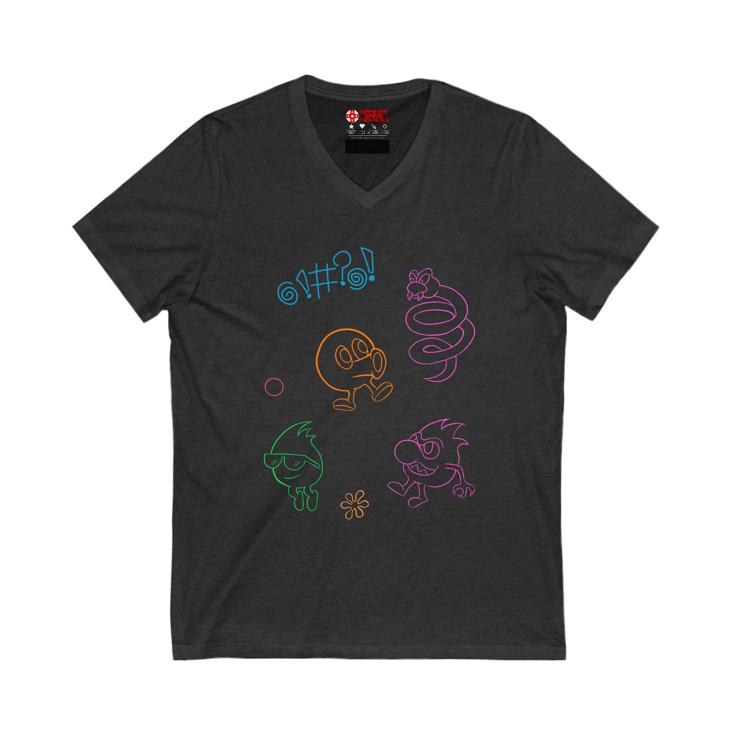 Q-Bert Men's V Tee - Neon Q-Bert