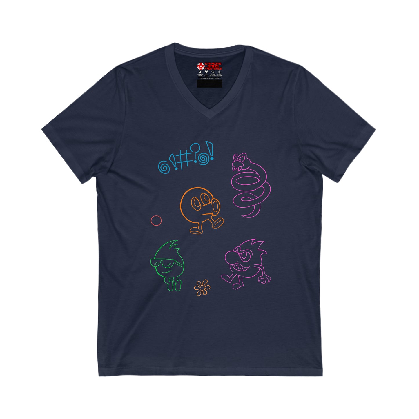 Q-Bert Men's V Tee - Neon Q-Bert