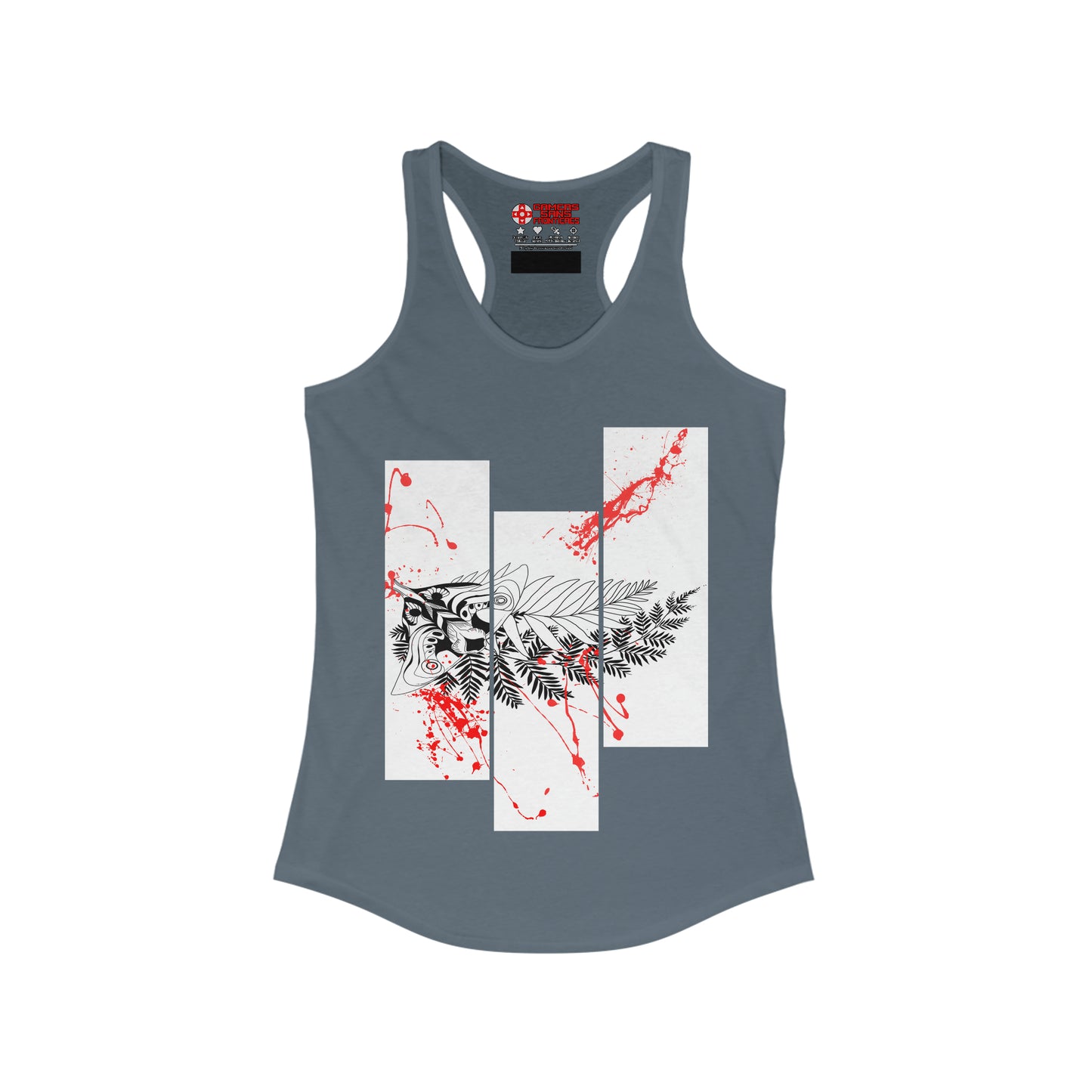 Women's Racerback Tank - Moth Tattoo Black