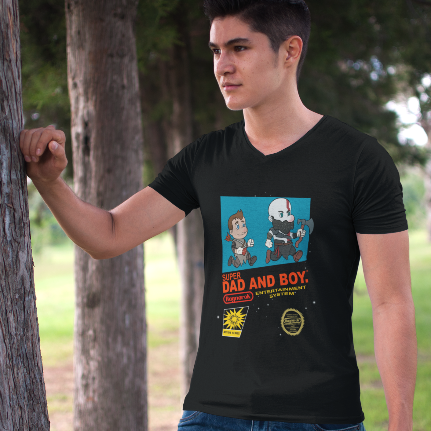 God of War Men's V Tee - Super Dad & Boy