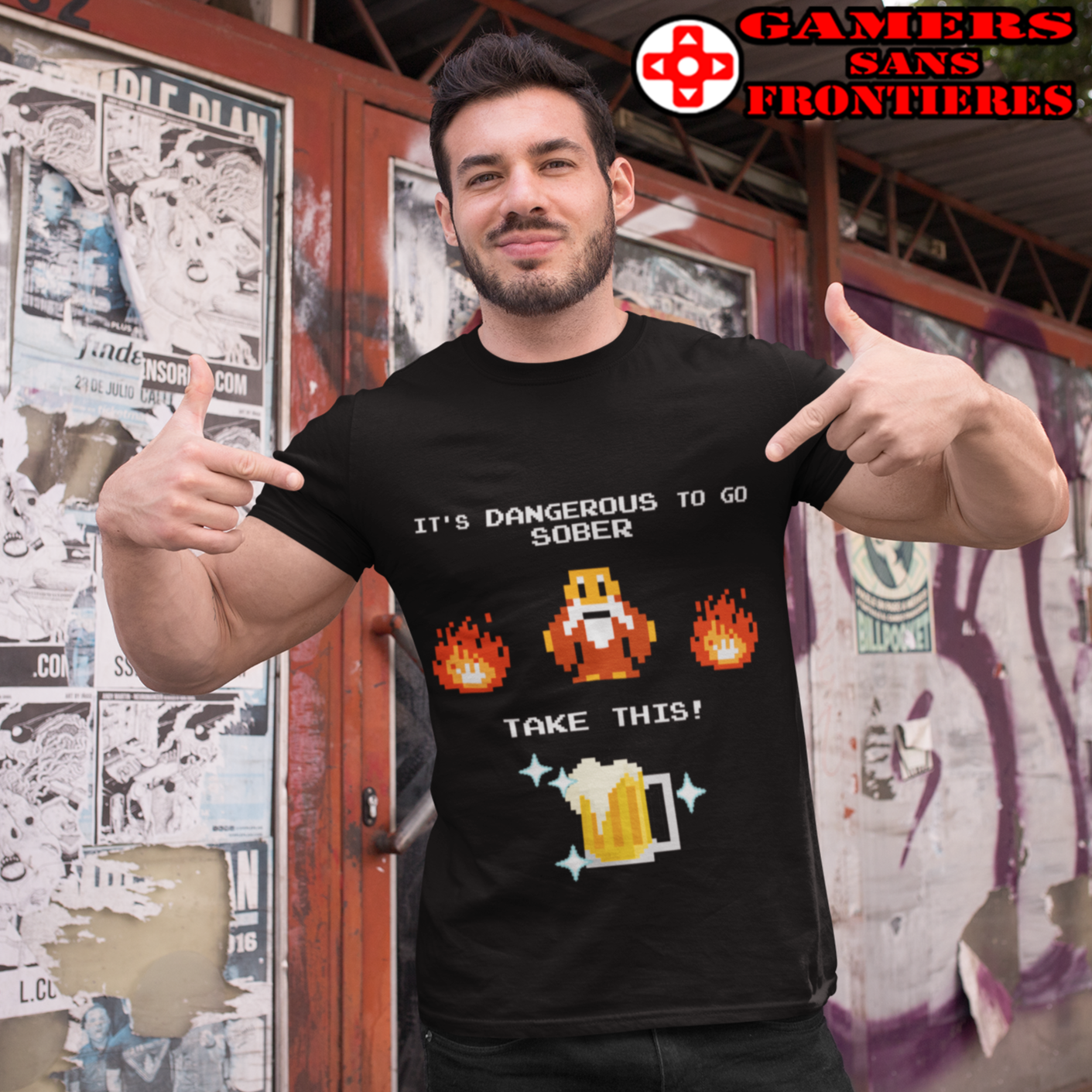 Men's V Tee - It's Dangerous to go Sober