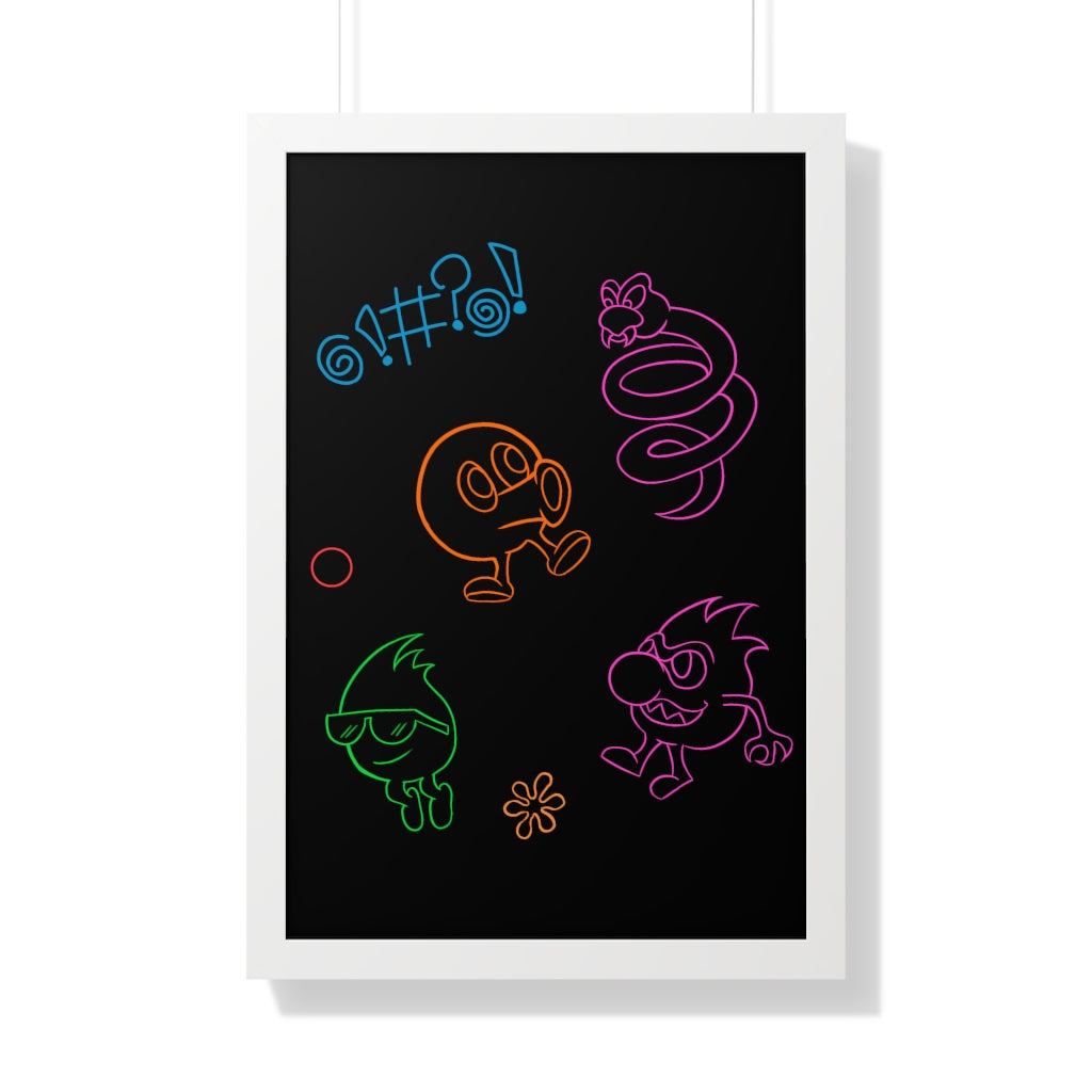 Framed Poster - Neon Q-Bert