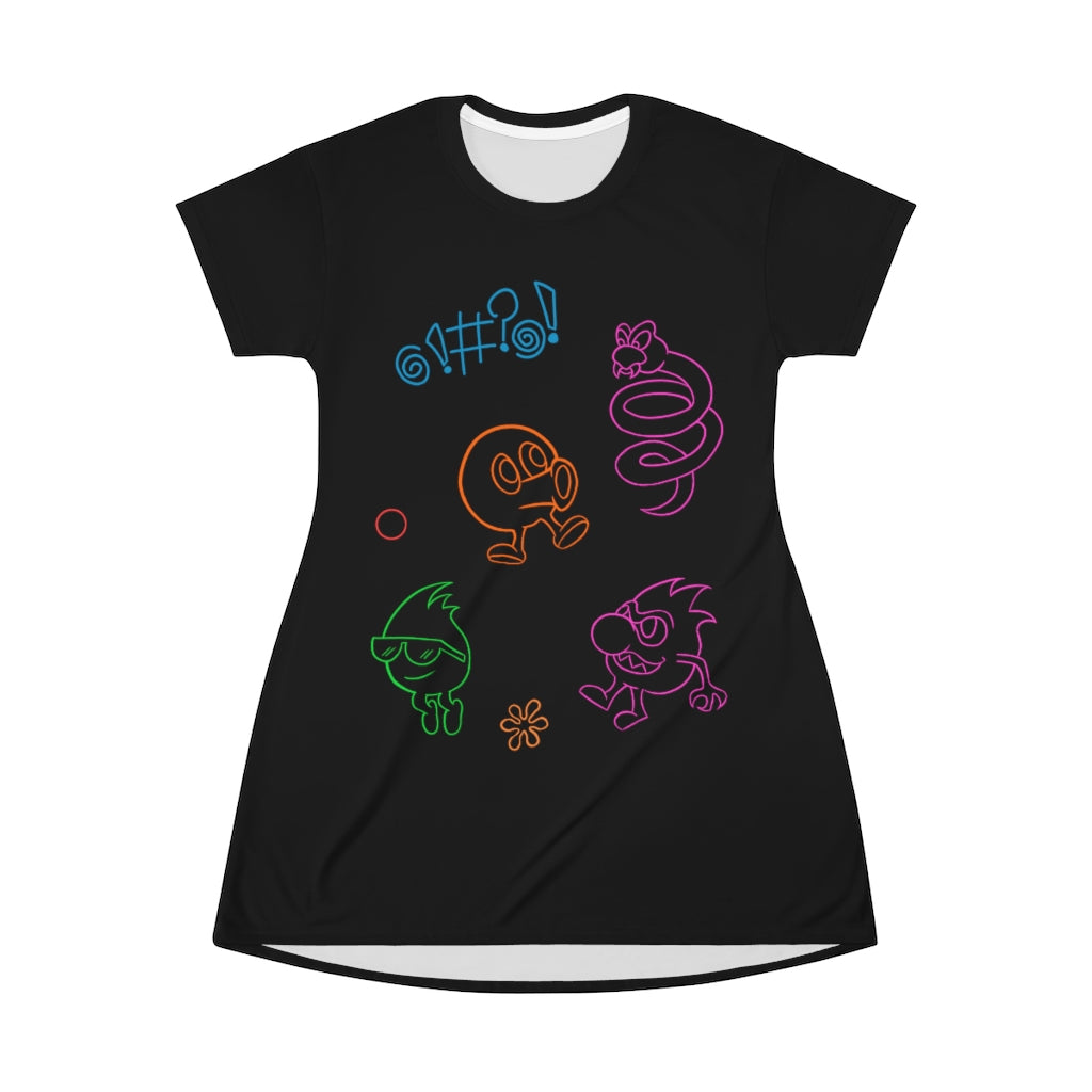 Women's Tee Dress - Neon Q-Bert