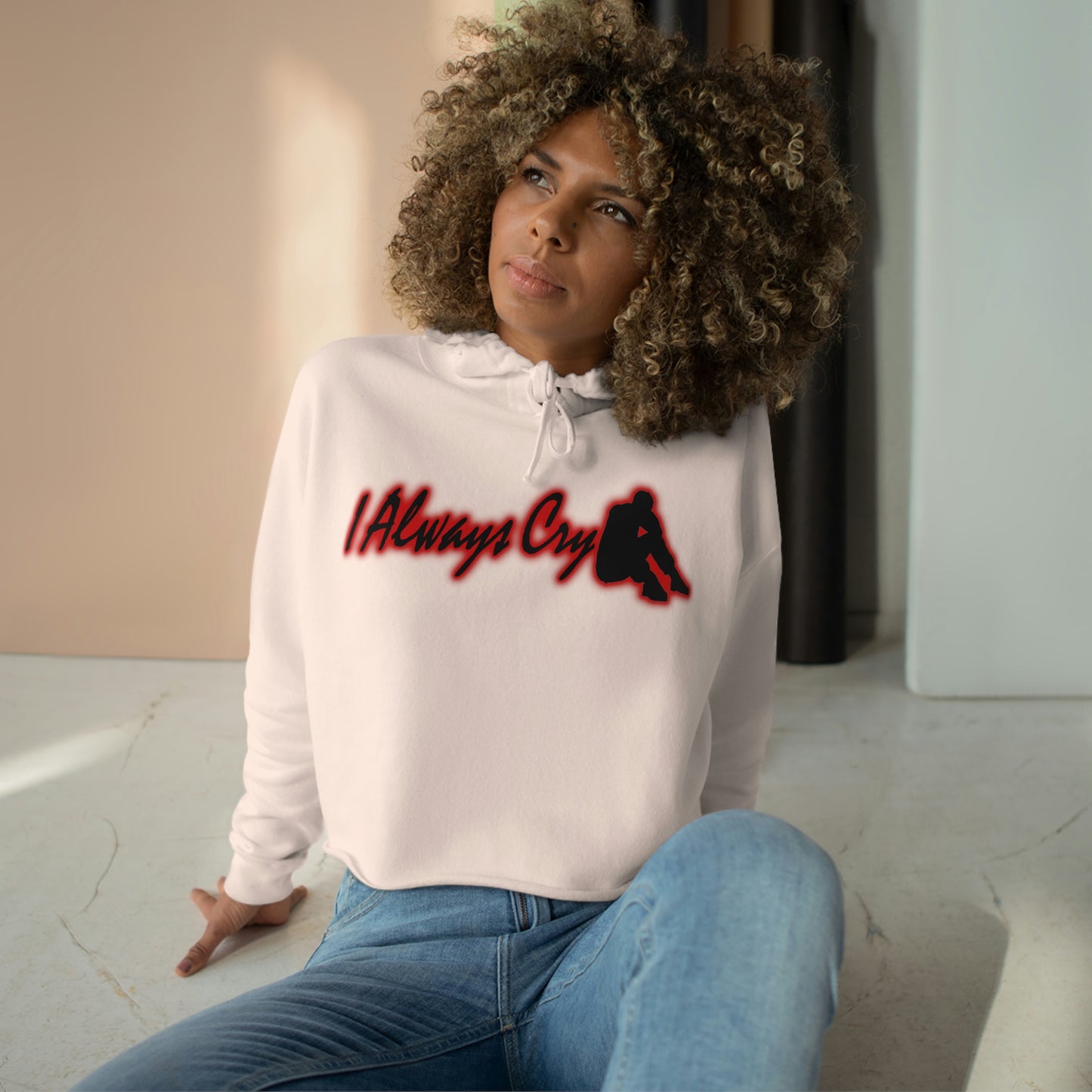 Women's Crop Hoodie - I Always Cry
