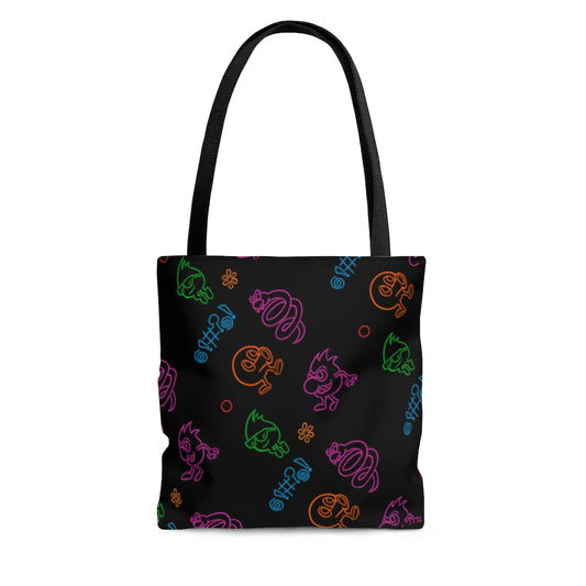 Tote Bag - Neon Q-Bert Pattern
