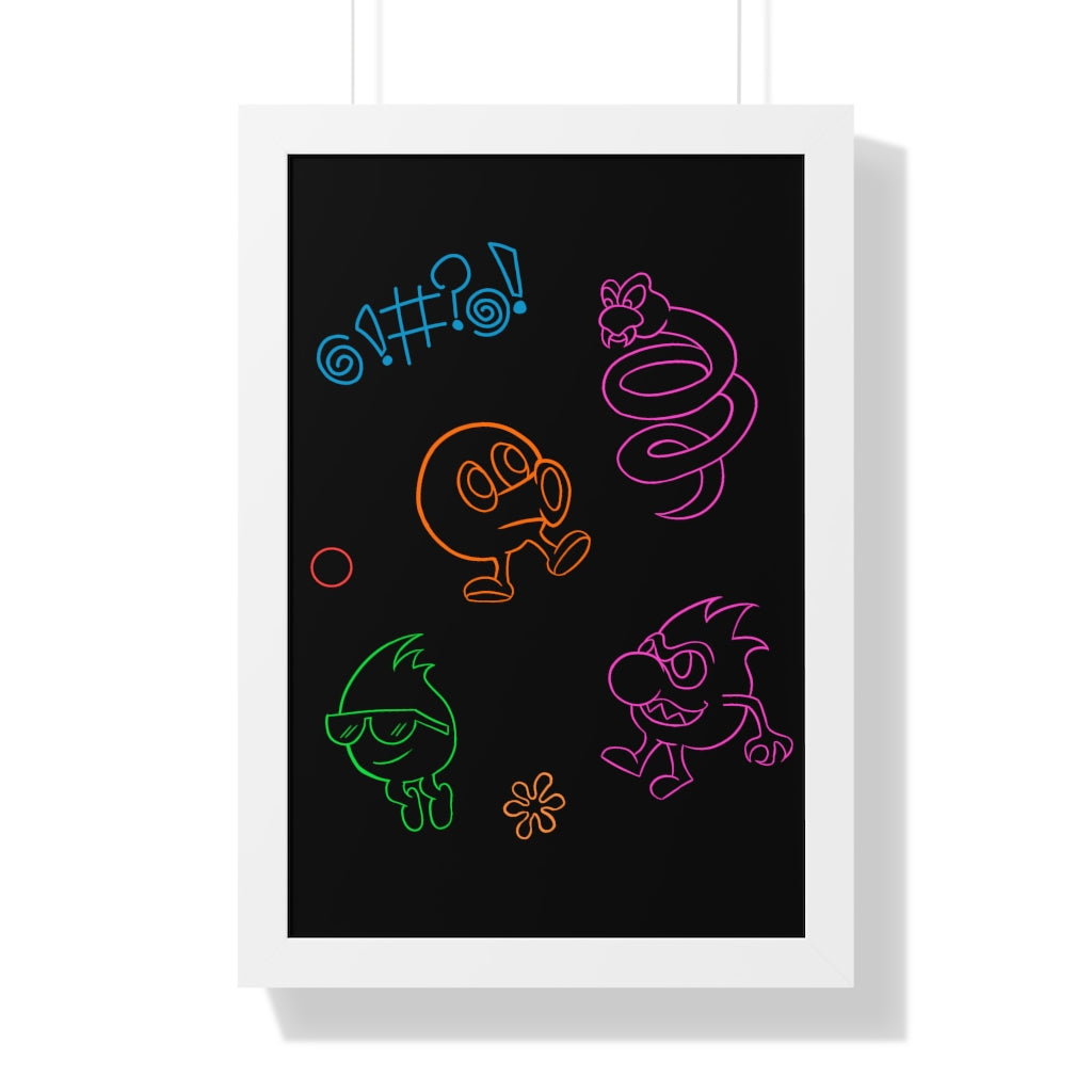 Framed Poster - Neon Q-Bert