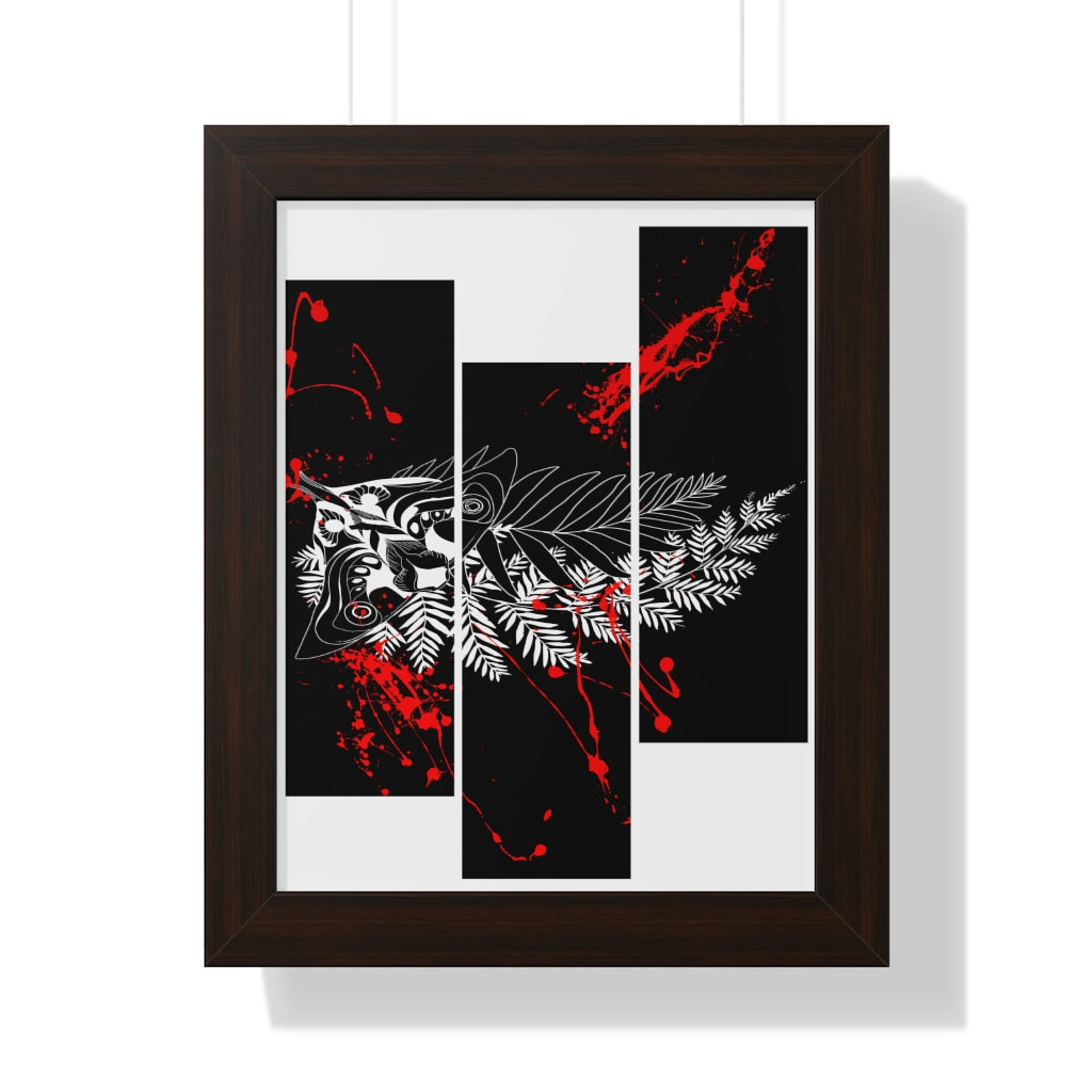 Framed Poster - Moth Tattoo Black