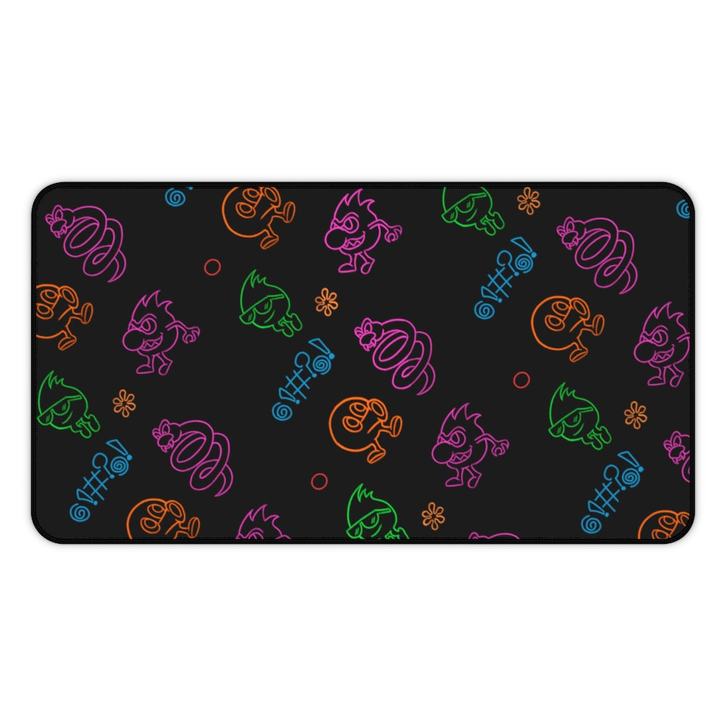 Desk Mat - Neon Q-Bert Pattern