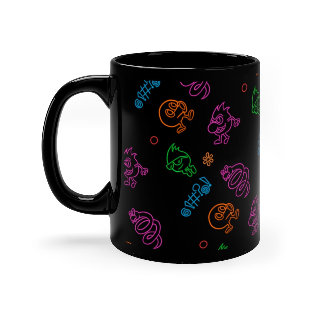 Mug 11oz - Neon Q-Bert Pattern