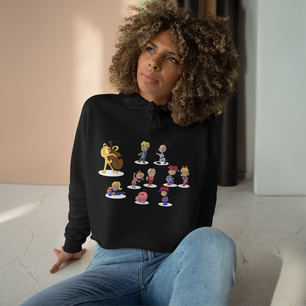 Black EarthBound Crop Hoodie Gaming Fashion