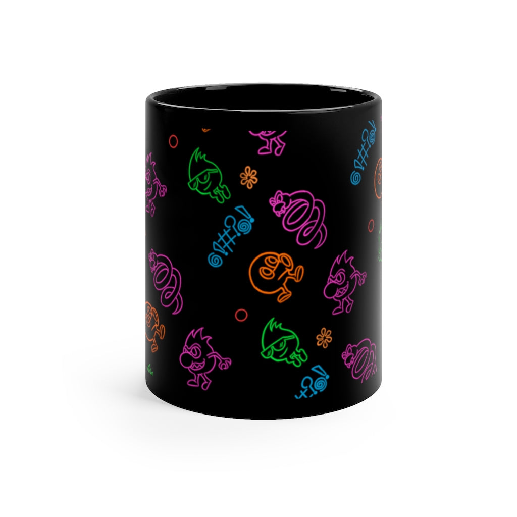 Mug 11oz - Neon Q-Bert Pattern