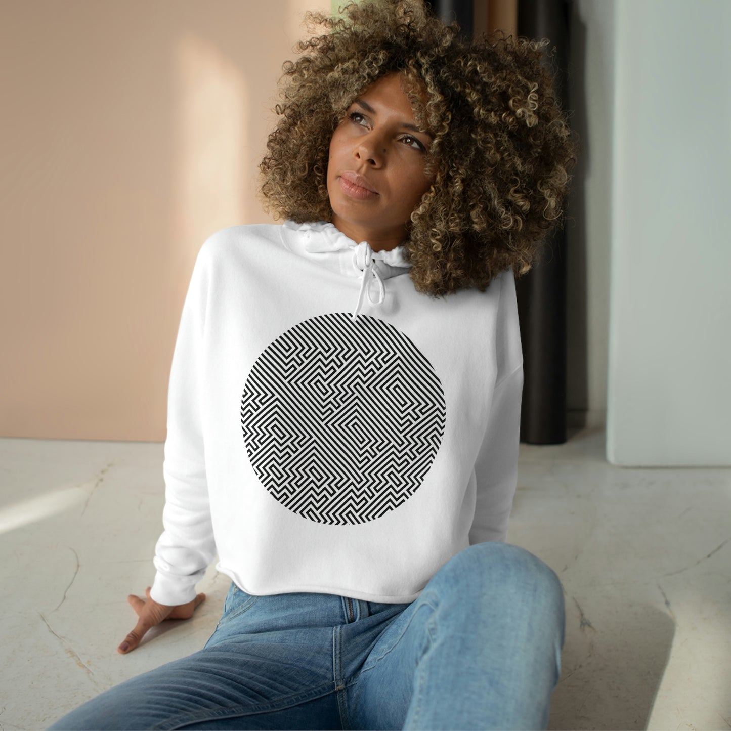 Women's Crop Hoodie - Tetris Stealth