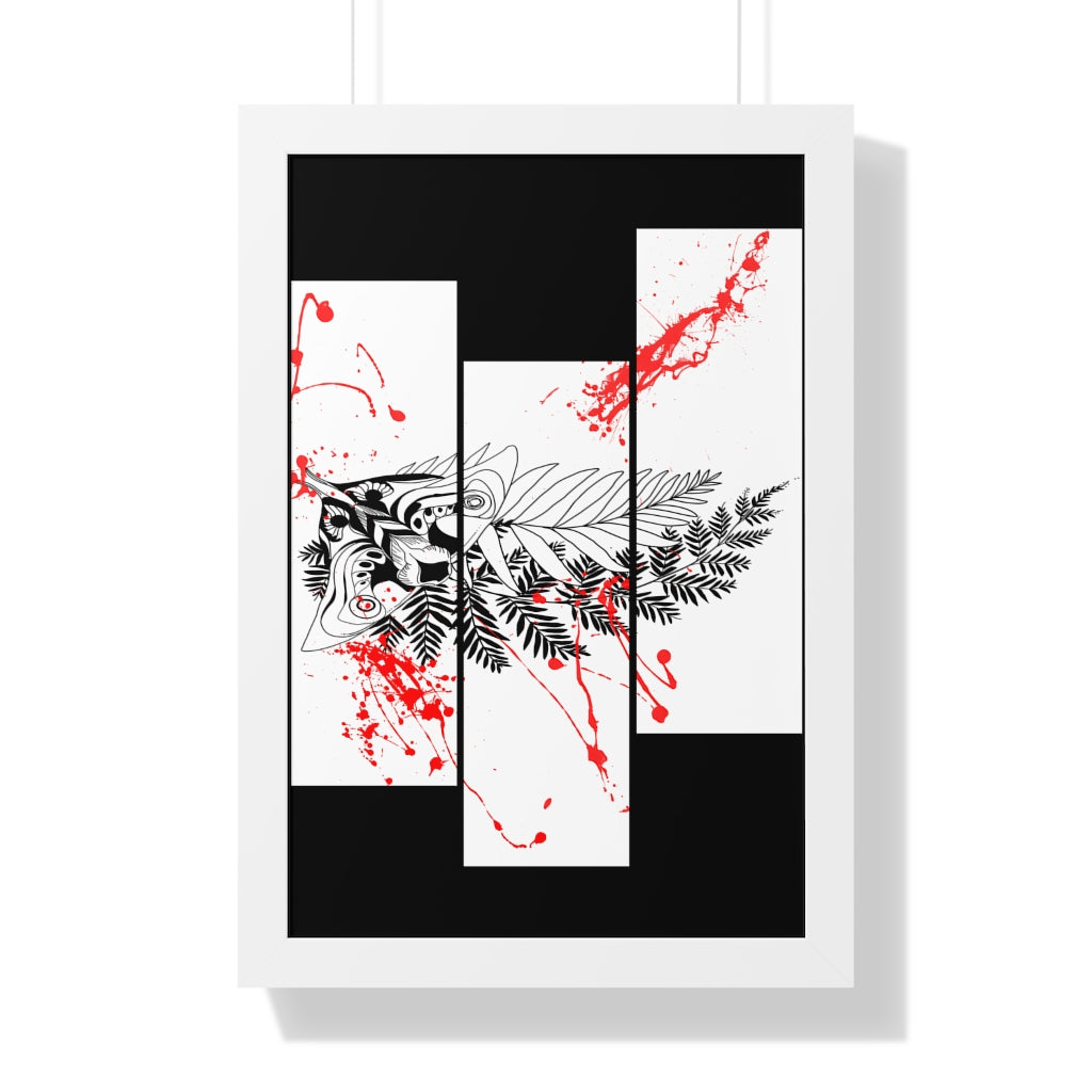 Framed Poster - Moth Tattoo White