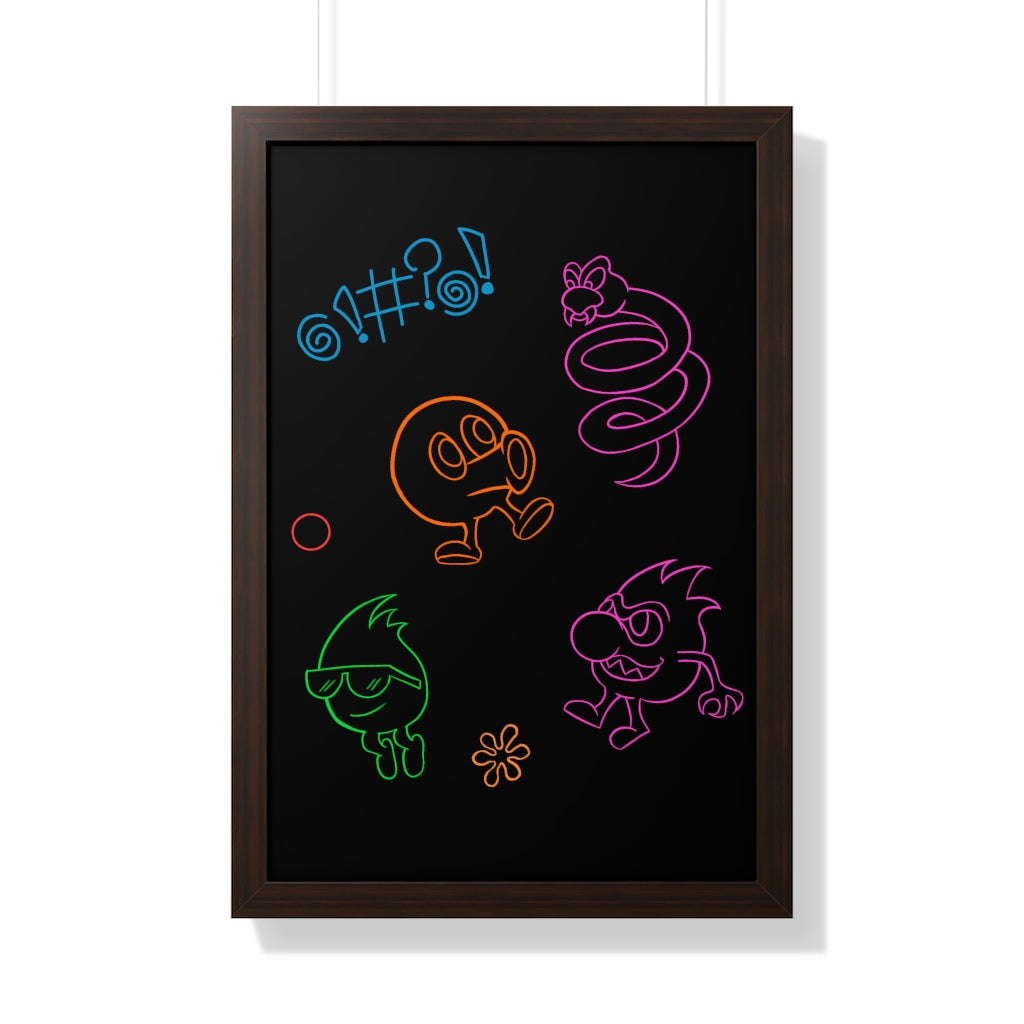 Framed Poster - Neon Q-Bert