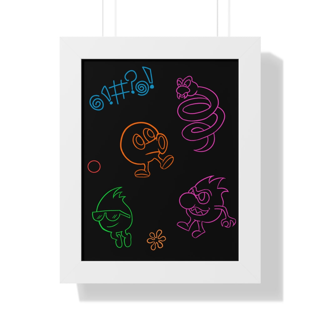 Framed Poster - Neon Q-Bert