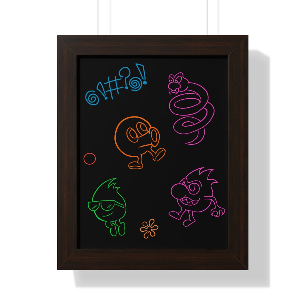 Framed Poster - Neon Q-Bert