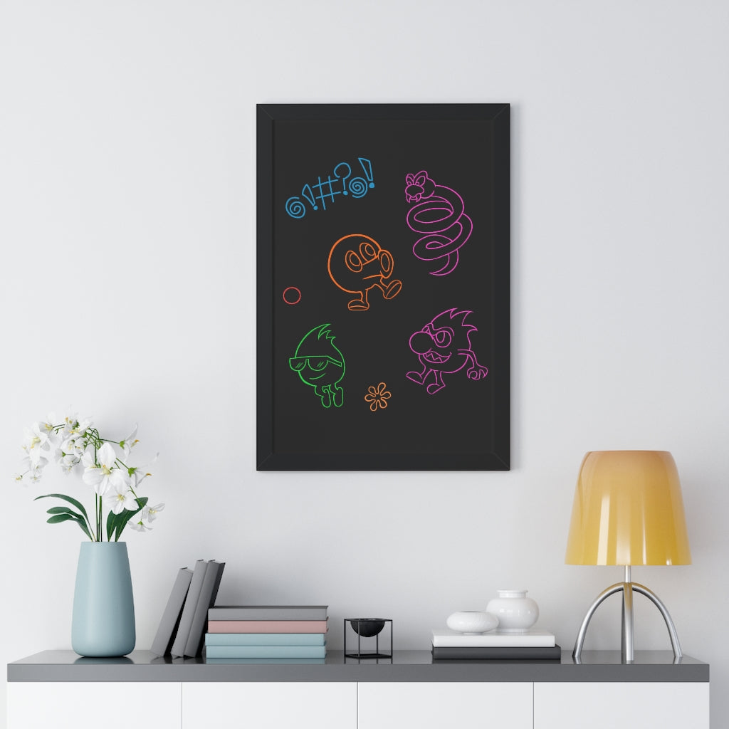 Framed Poster - Neon Q-Bert
