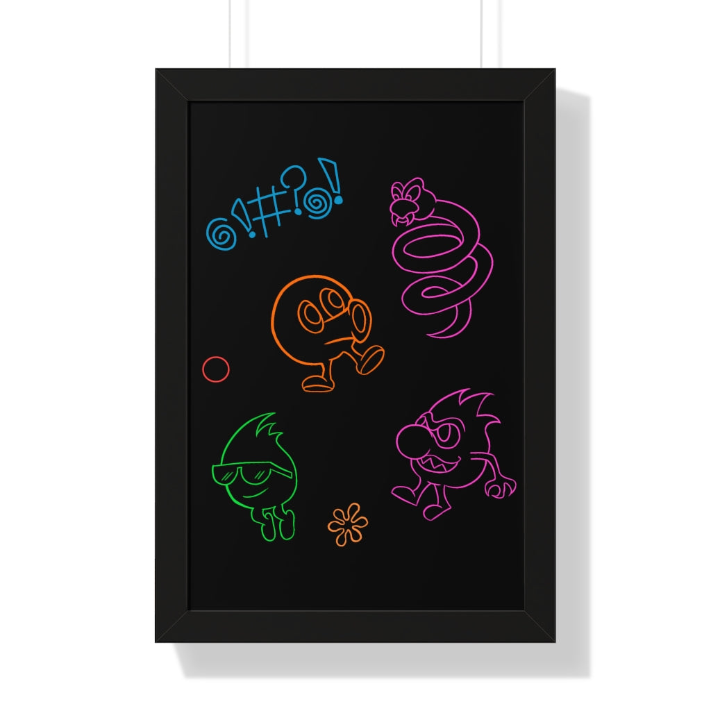Framed Poster - Neon Q-Bert