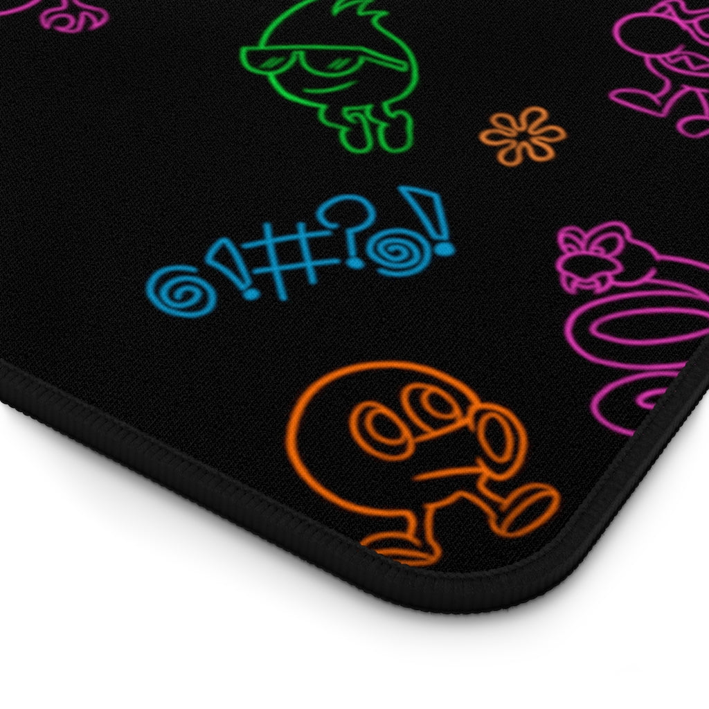 Desk Mat - Neon Q-Bert Pattern