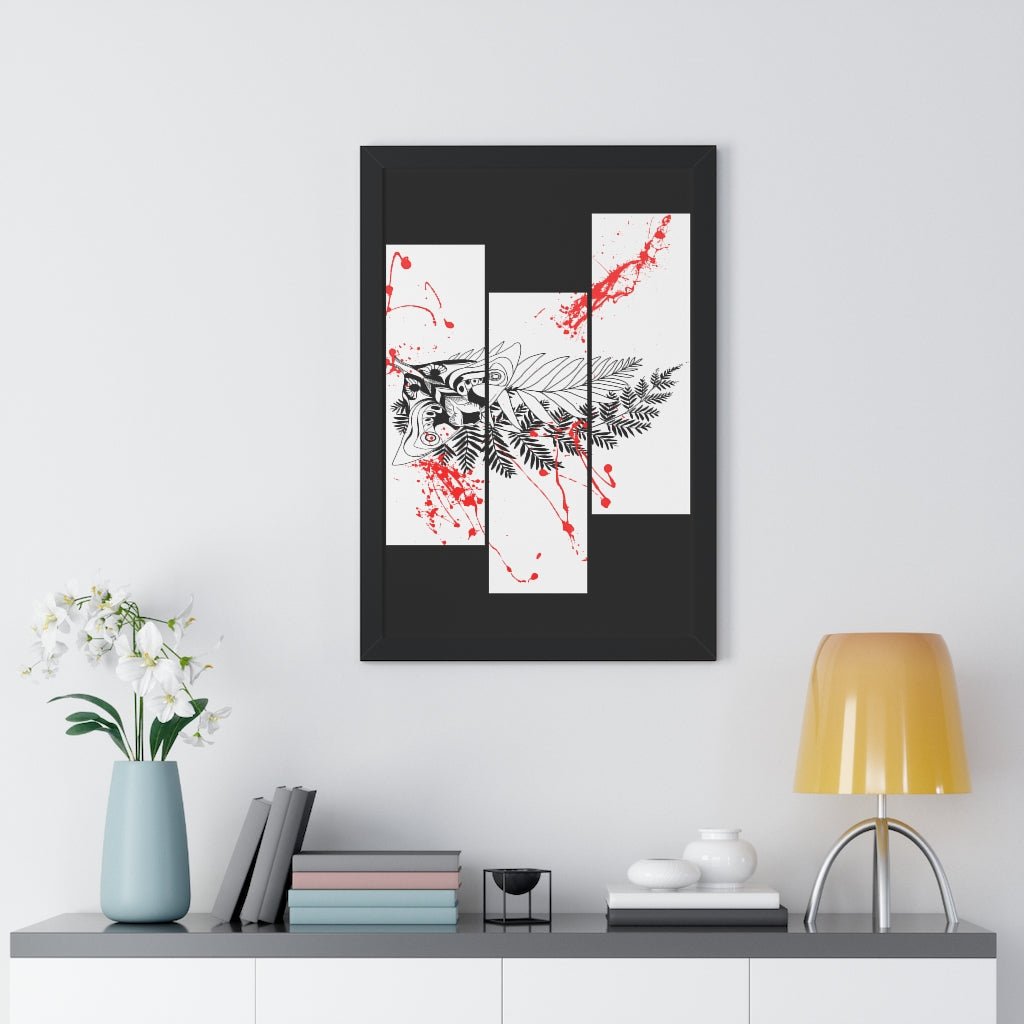 Framed Poster - Moth Tattoo White