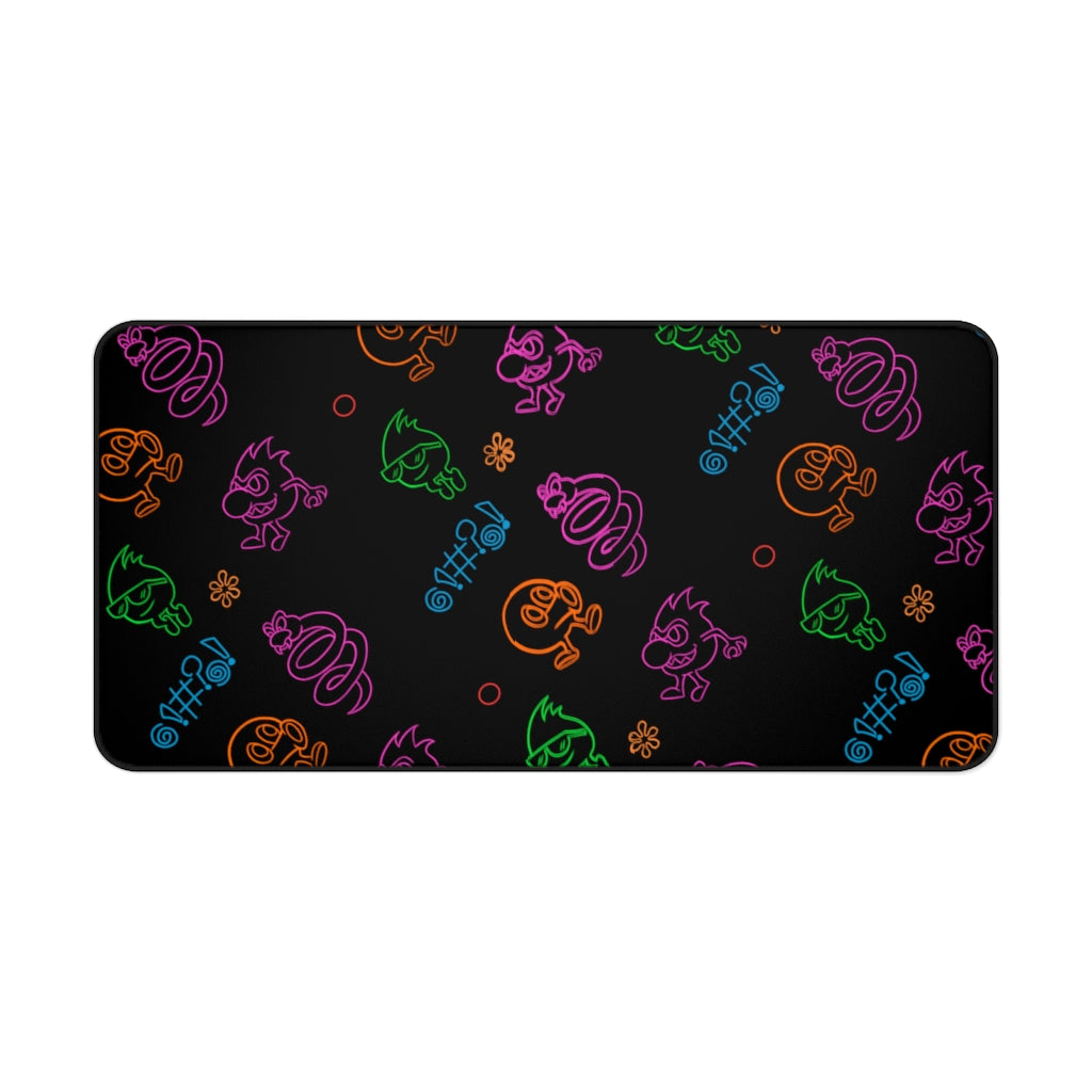 Desk Mat - Neon Q-Bert Pattern