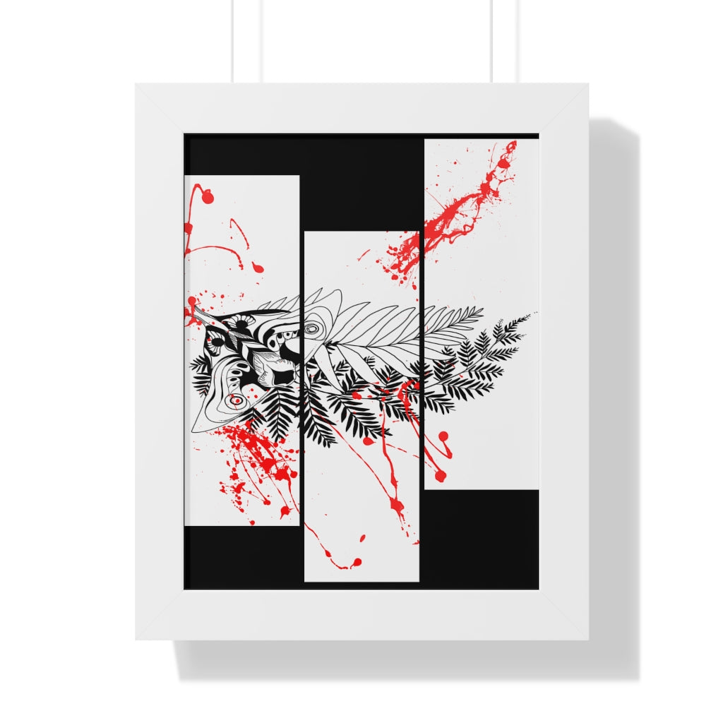 Framed Poster - Moth Tattoo White