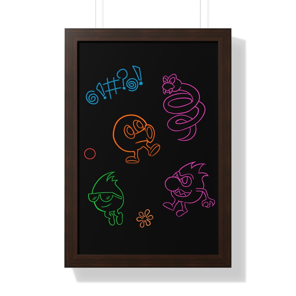 Framed Poster - Neon Q-Bert