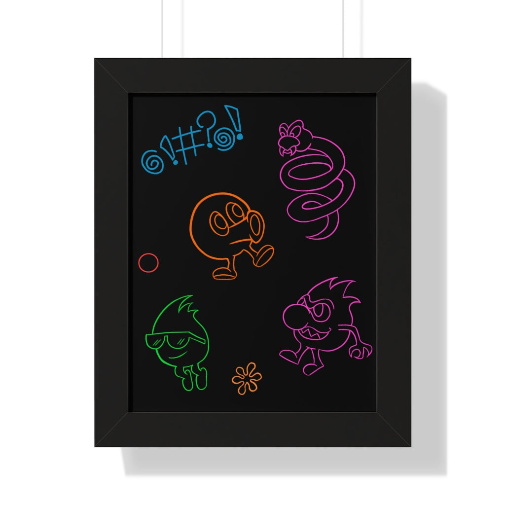 Framed Poster - Neon Q-Bert