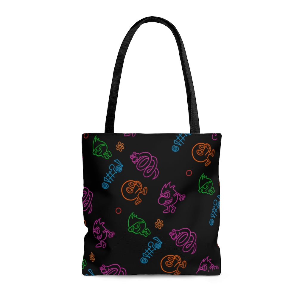 Tote Bag - Neon Q-Bert Pattern