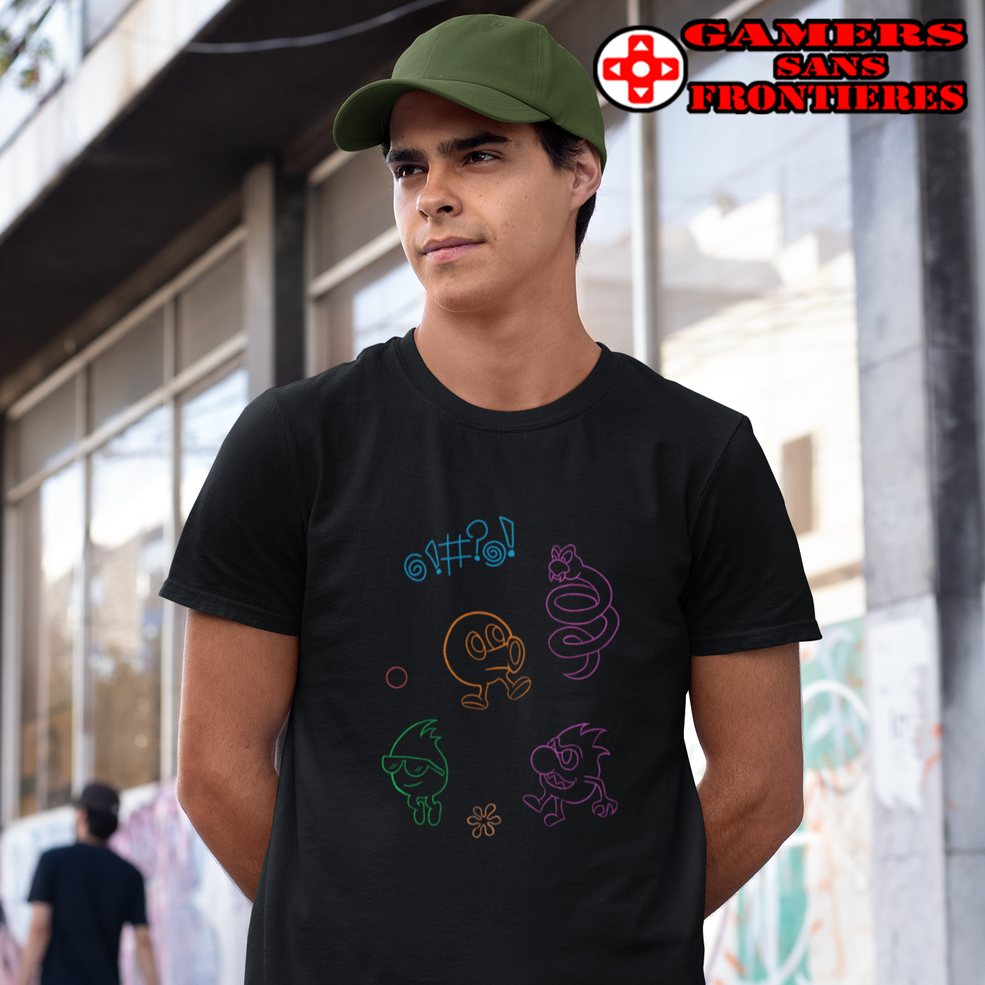 Q-Bert Men's Tee - Neon Q-Bert