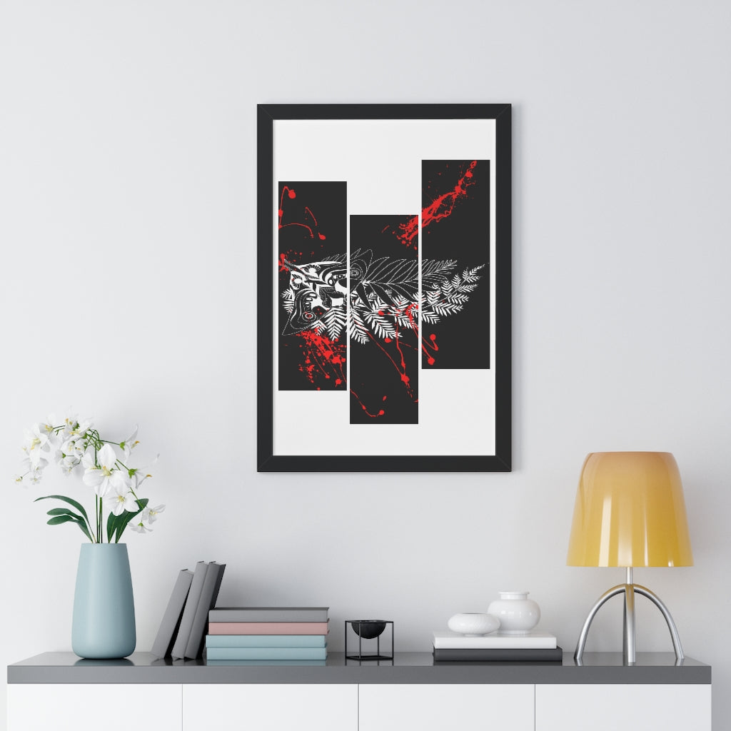 Framed Poster - Moth Tattoo Black