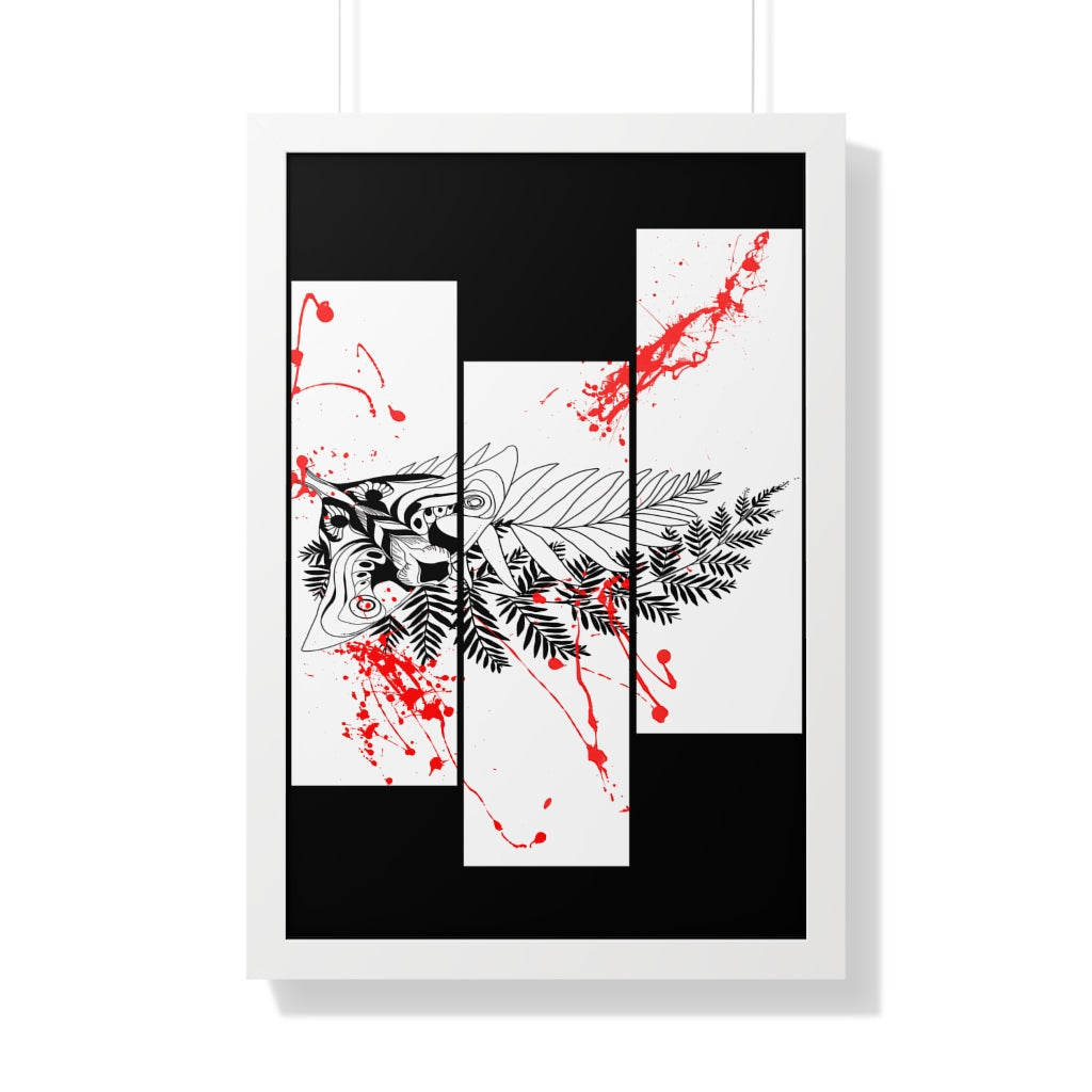 Framed Poster - Moth Tattoo White