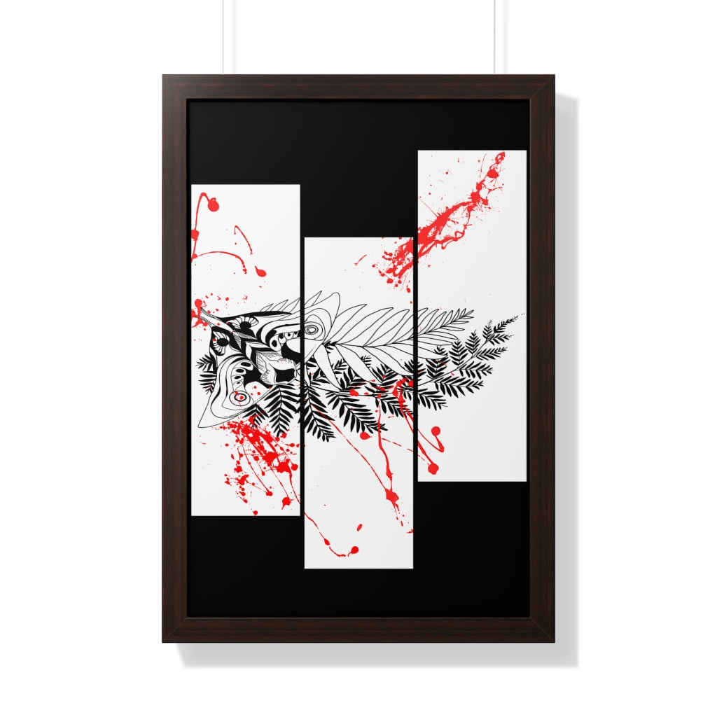 Framed Poster - Moth Tattoo White