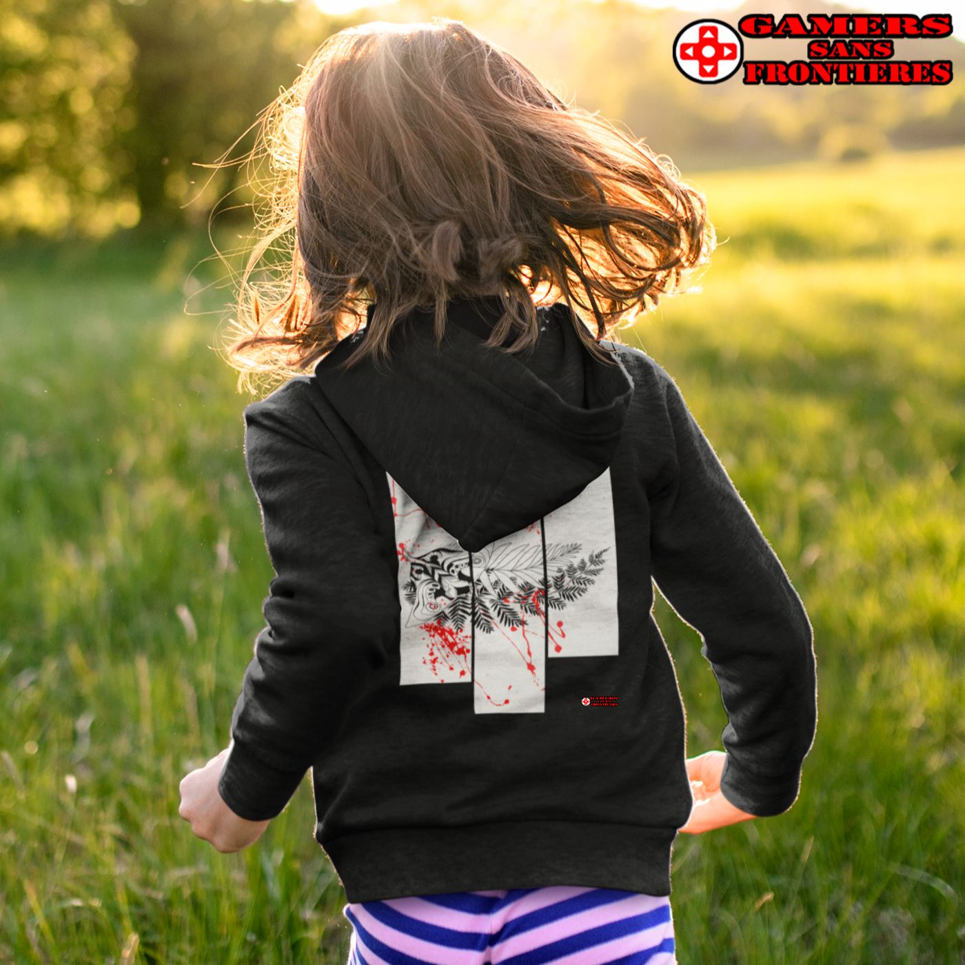 Moth Tattoo Black Kids Hoodie
