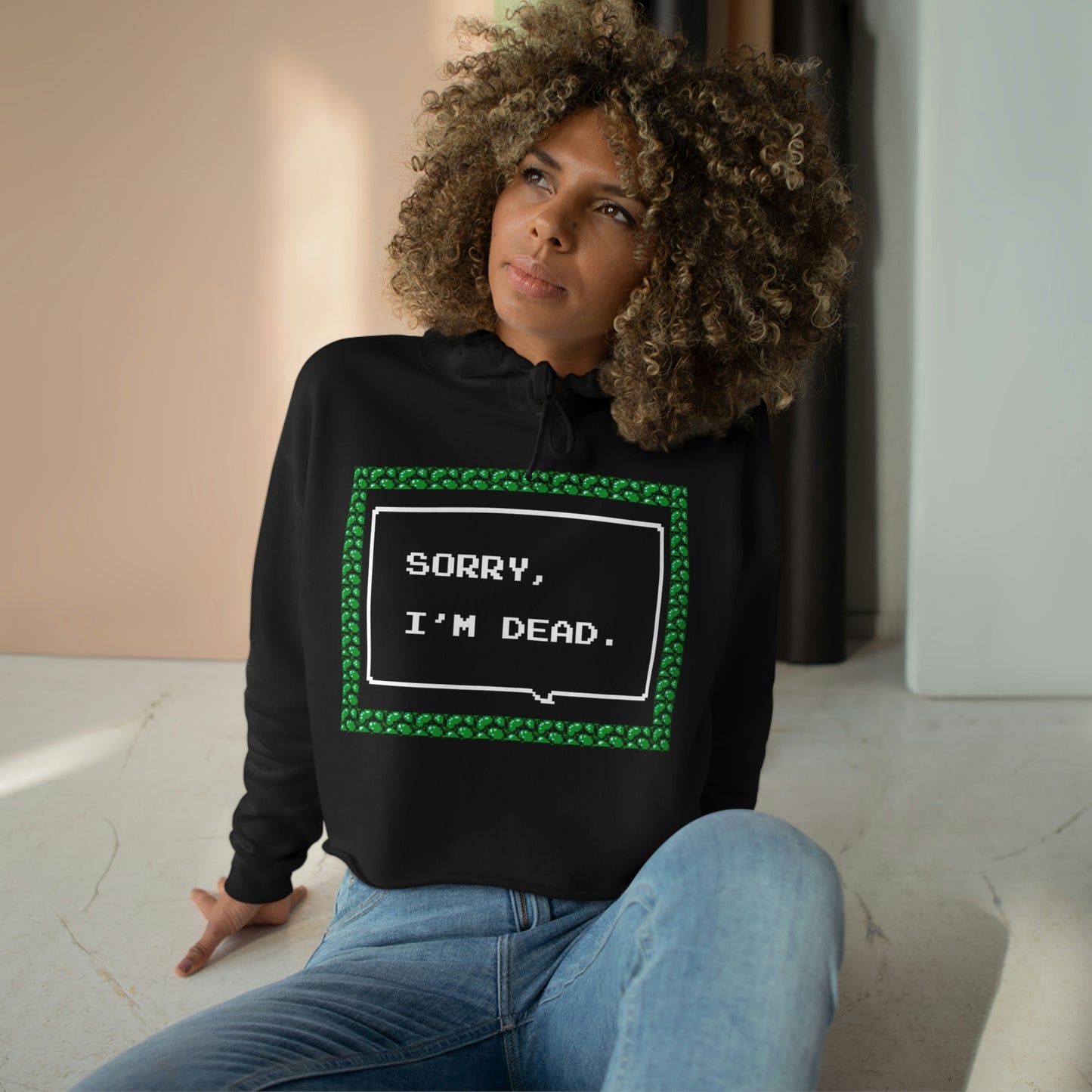 Women's Crop Hoodie - Sorry, I'm Dead