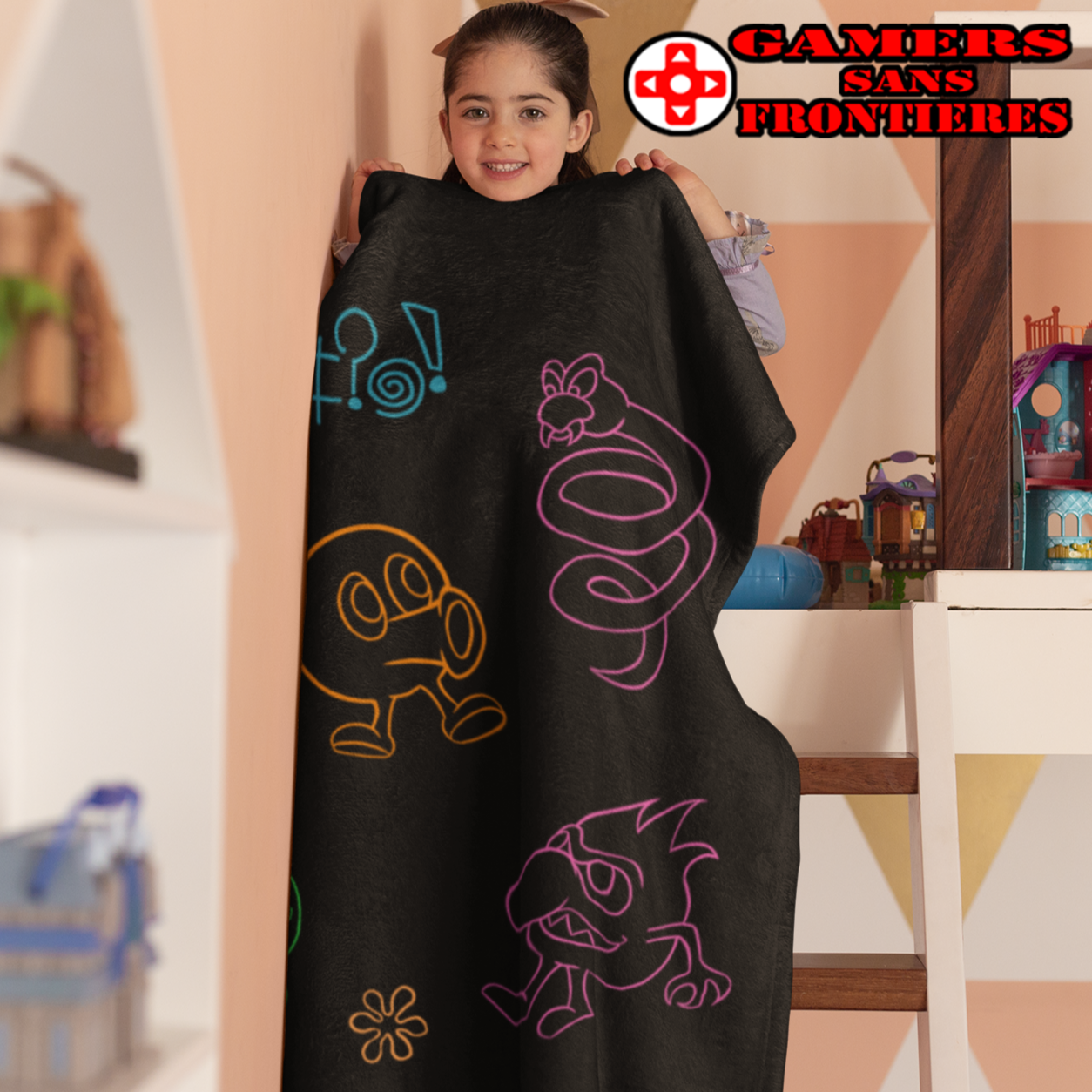 Sherpa Blanket - Neon Q-Bert