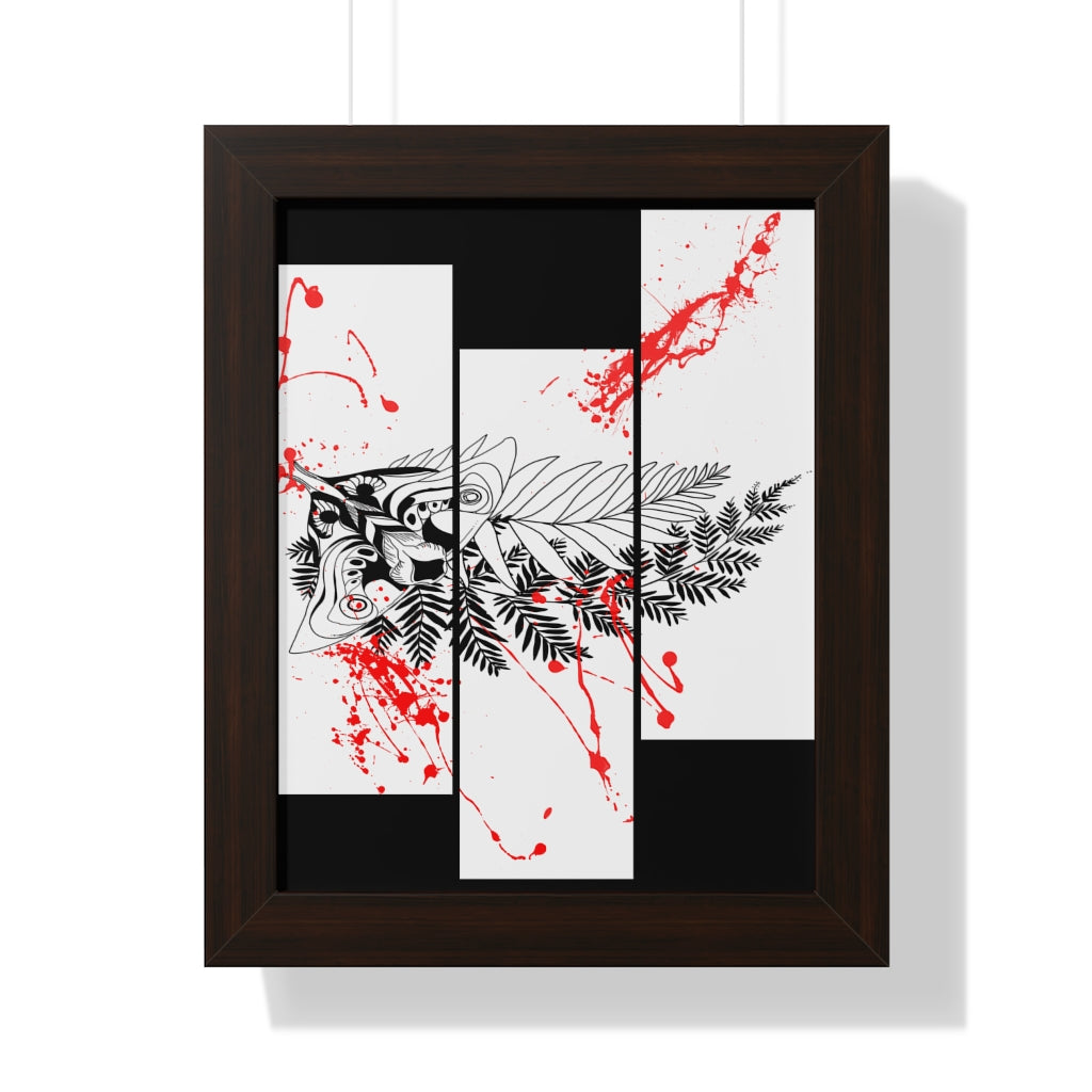 Framed Poster - Moth Tattoo White