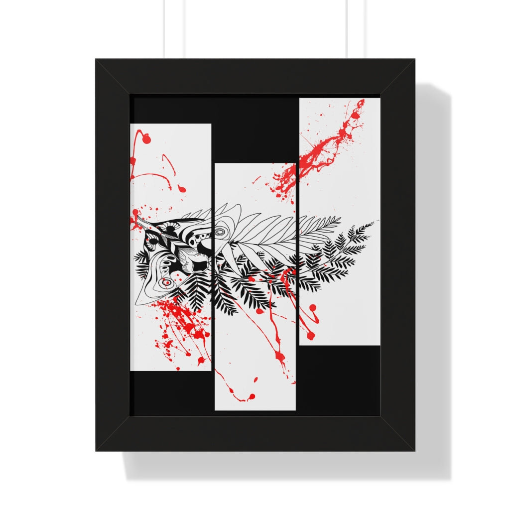 Framed Poster - Moth Tattoo White
