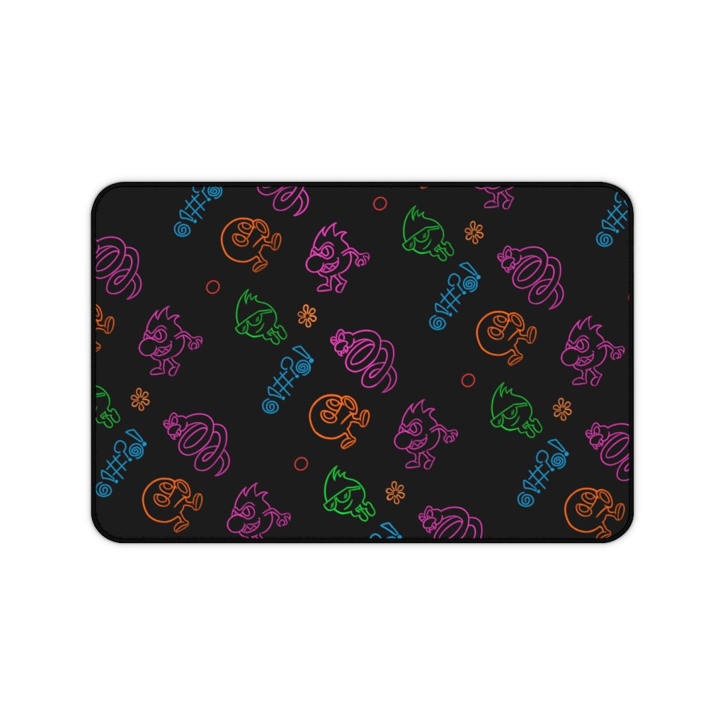 Desk Mat - Neon Q-Bert Pattern