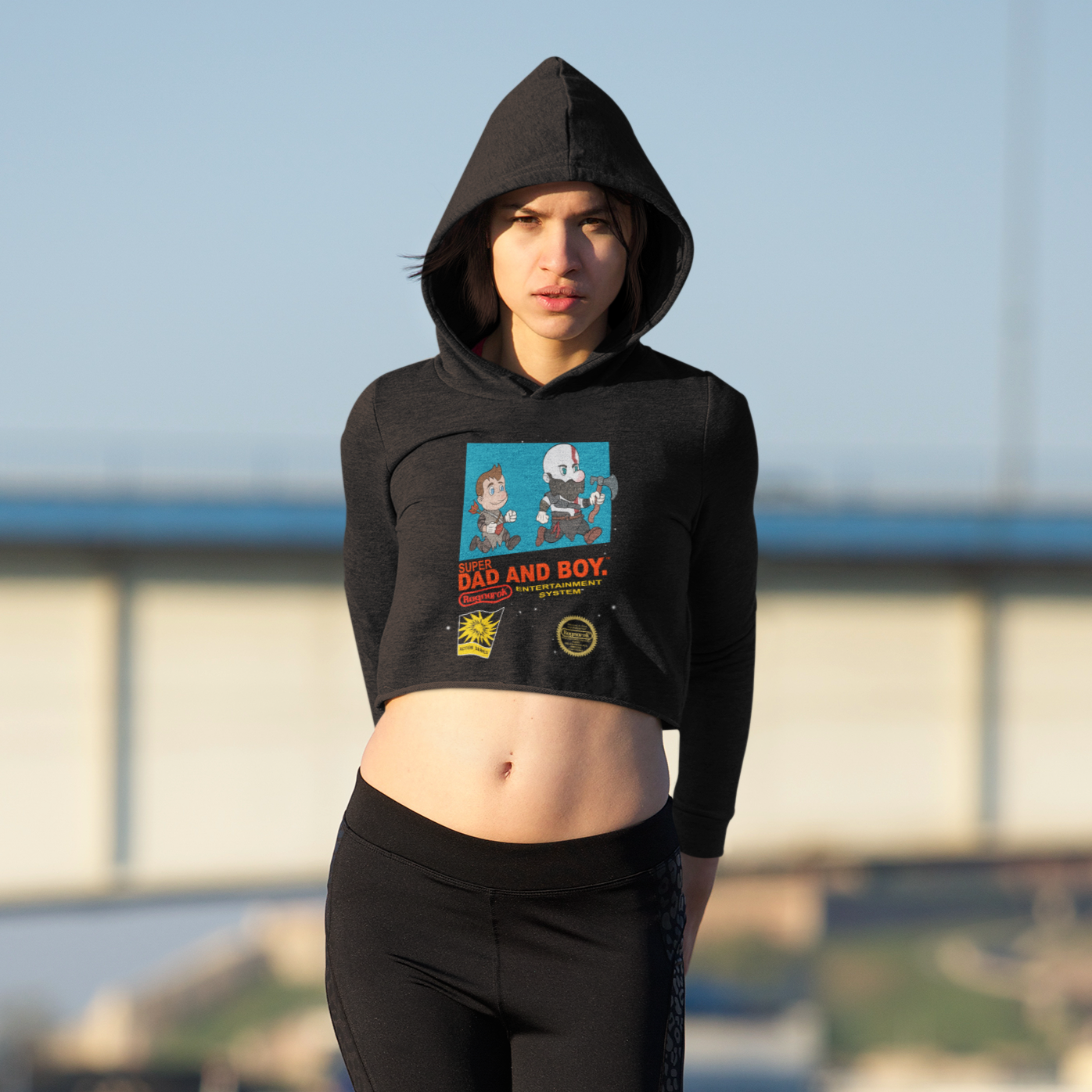Black God of War Cropped Hoodie Gaming Fashion