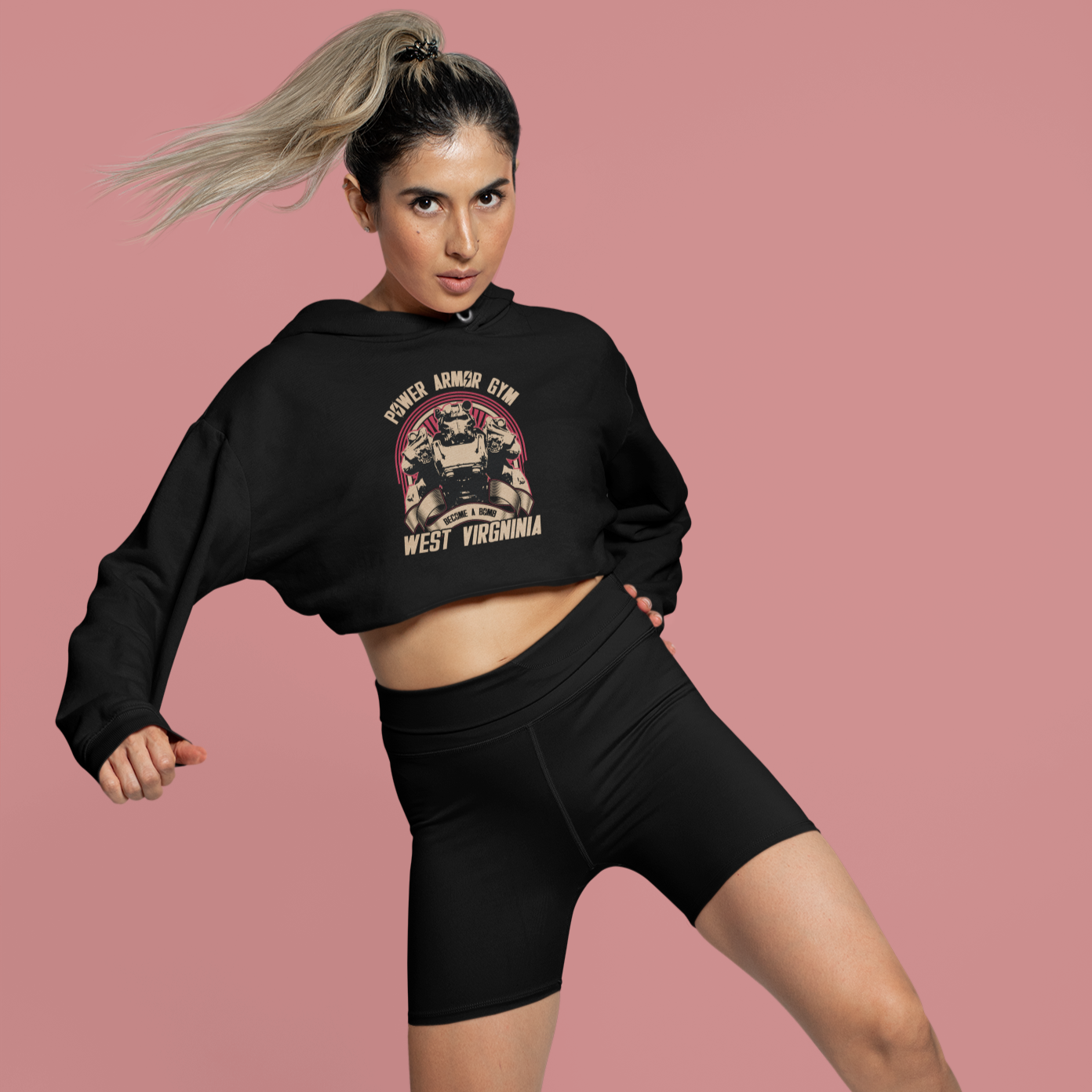 Black Fallout Cropped Hoodie Gaming Fashion