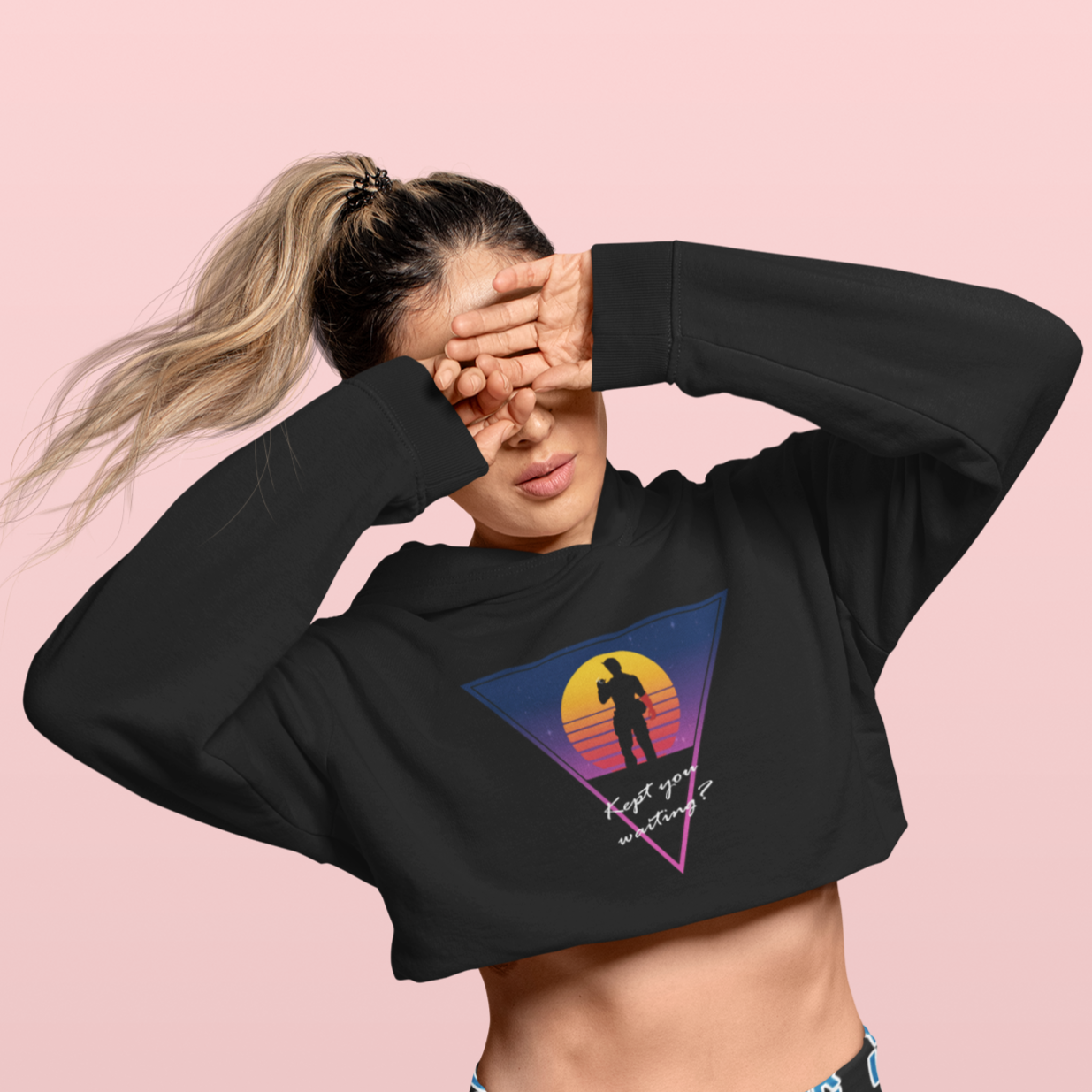 Black Metal Gear Cropped Hoodie Gaming Fashion