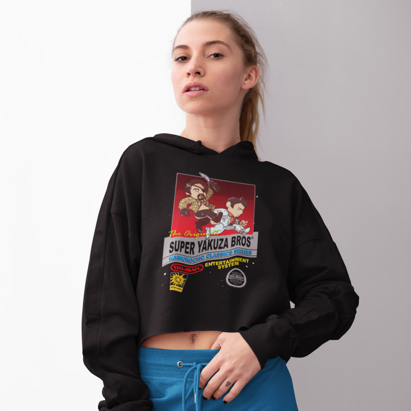 Black Yakuza Cropped Hoodie Gaming Fashion