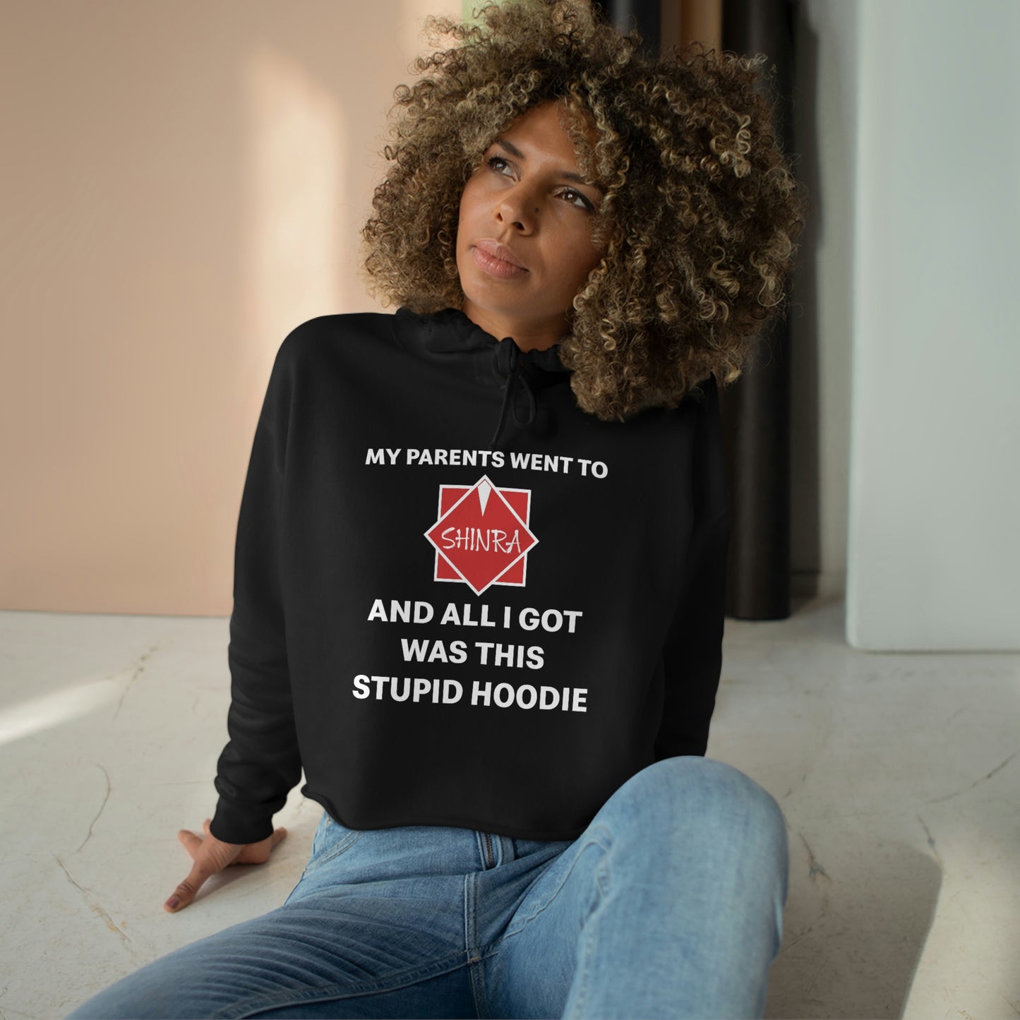 Women's Crop Hoodie - S#!tty Shinra Souvenir