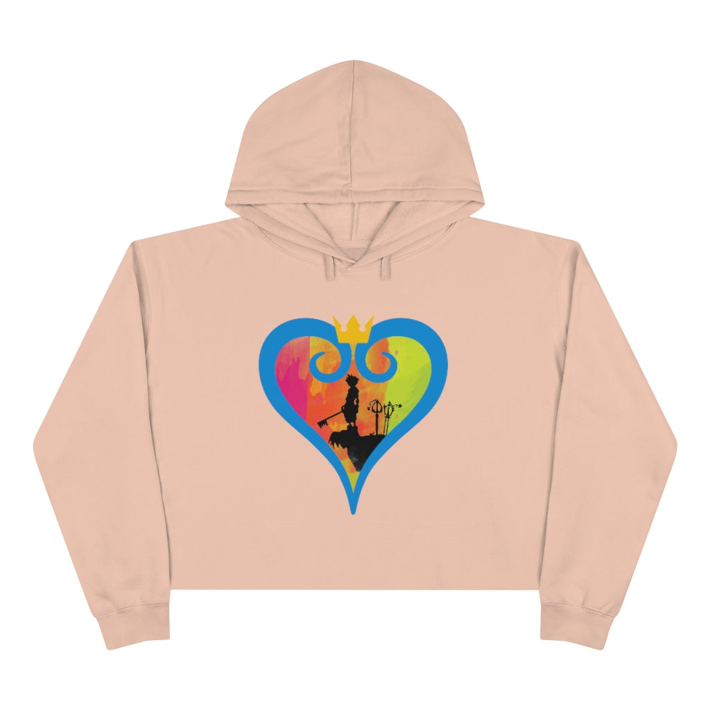 Pink Kingdom Hearts Crop Hoodie Gaming Fashion
