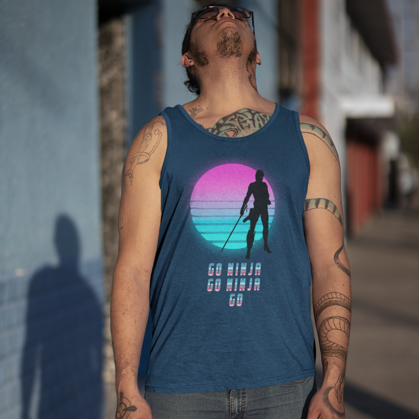 Navy Metal Gear Tank T Shirt Gaming Fashion