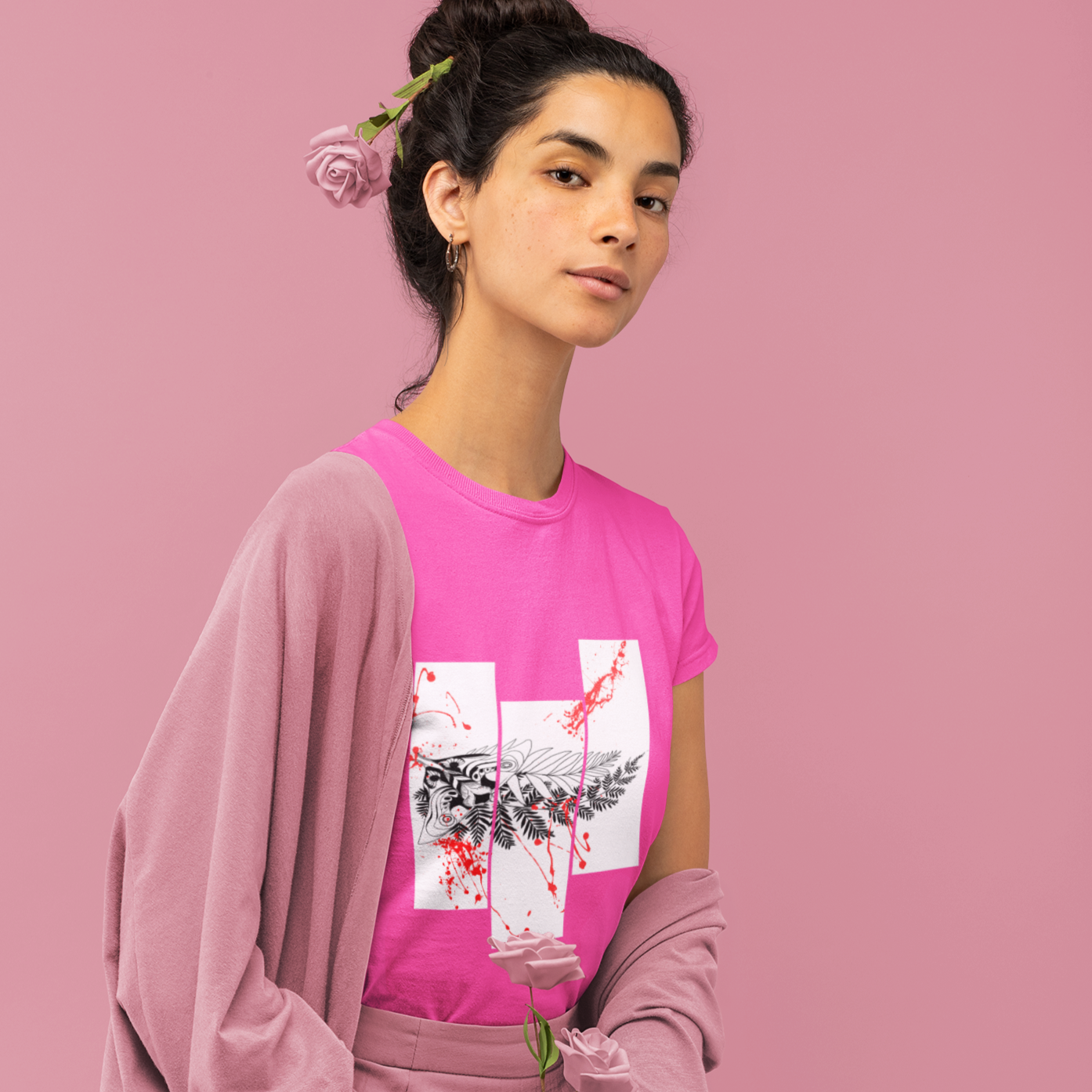 Women's Tee - Moth Tattoo Black