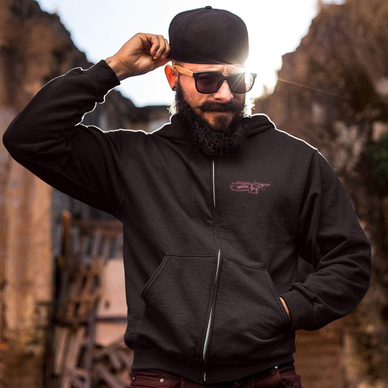 Black Gears of War Zip Hoodie Gaming Fashion
