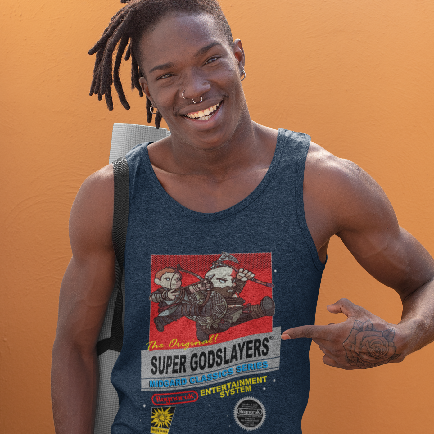 Navy God of War Tank T Shirt Gaming Fashion