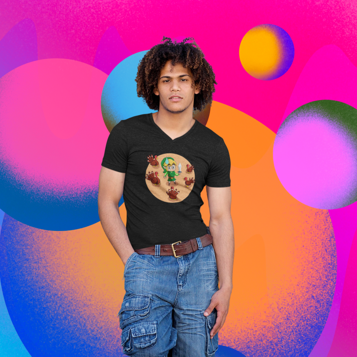 The Legend of Zelda Men's V Tee - The Legend of Gobble